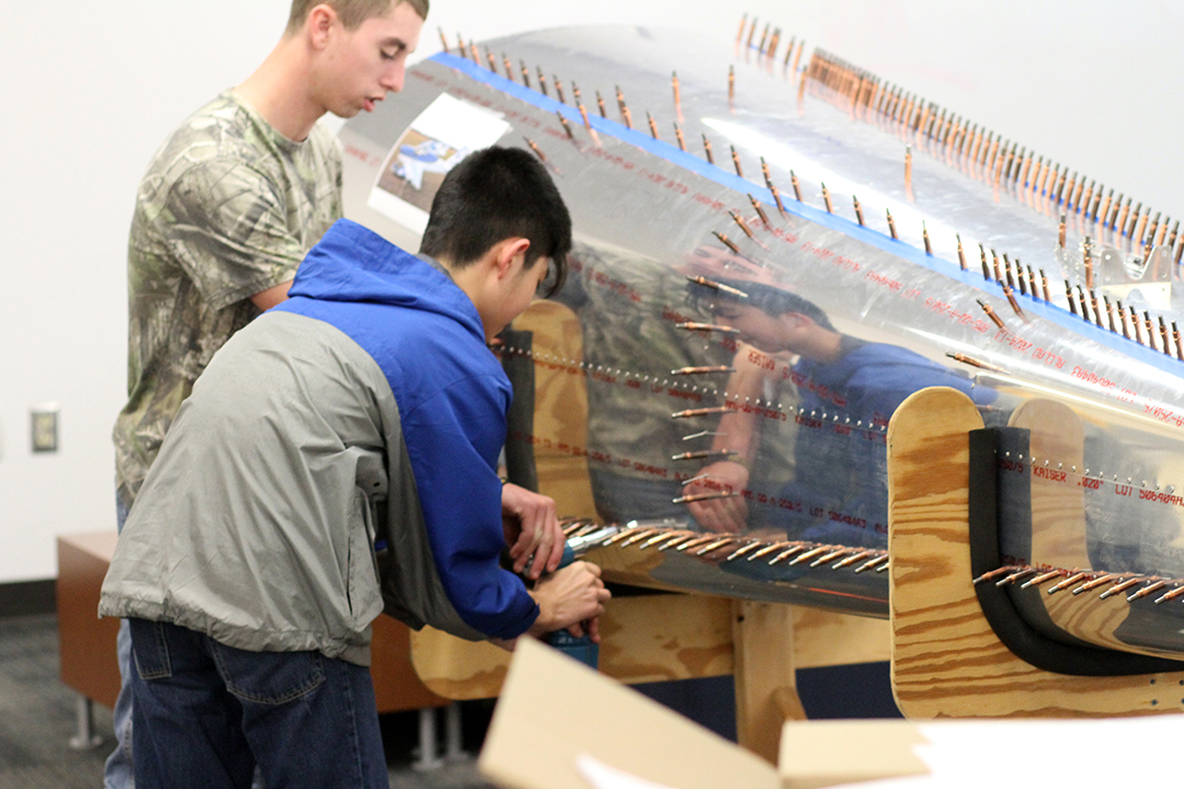 In 2016, aviation students build the airplane that senior Bryan Niemann flew to Wisconsin.