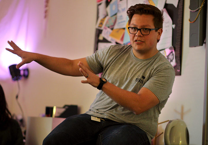 Mr. Izak Santana conducts a session of Philosophical Chairs in AP English III.