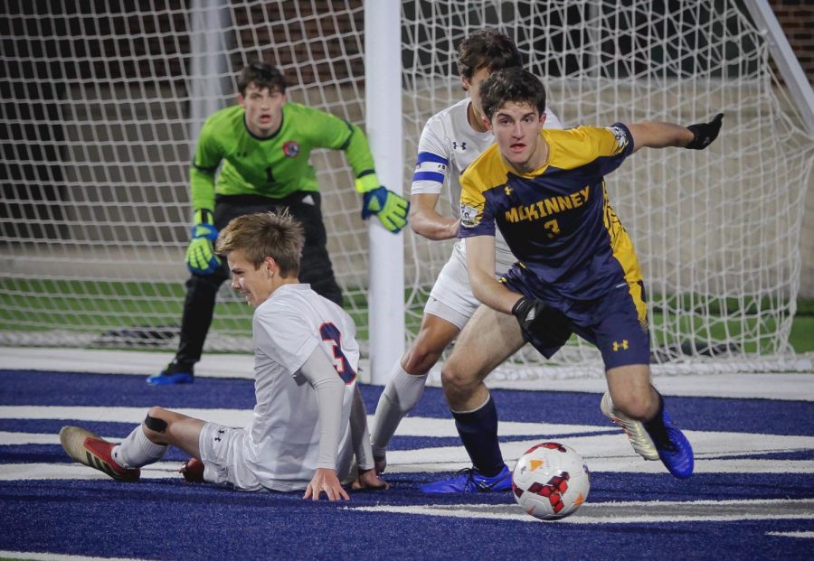 Jake Meyers retrieves a corner kick at the game against North on Thursday night.