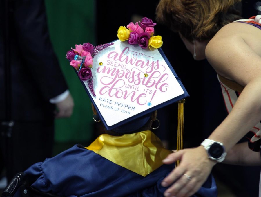 Kate Pepper decorated her cap with a meaningful quote.