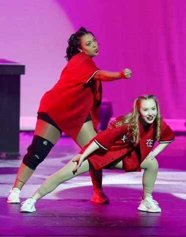 Senior Katelyn Whatley and sophmore Caitlin Hammy perform thier hip hop duo.